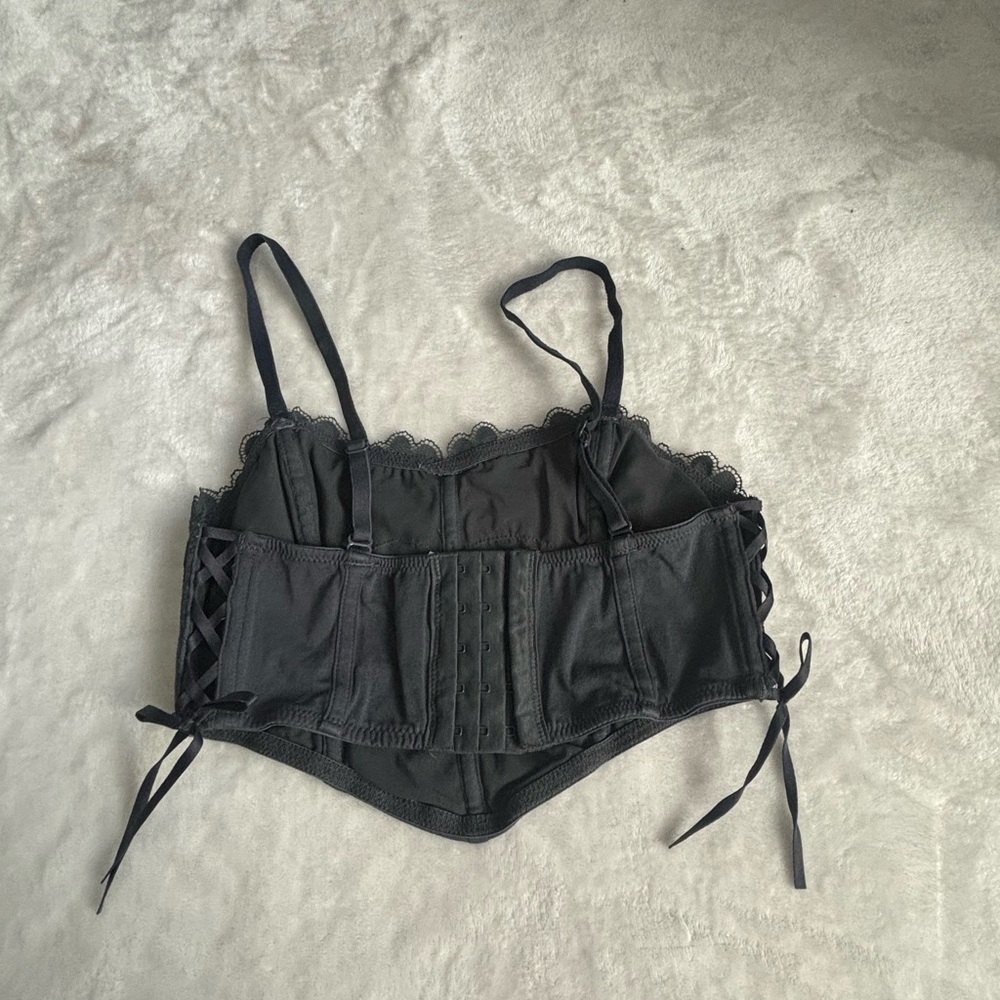 Dark grey Lace Corset Top - Picture 2 of 4